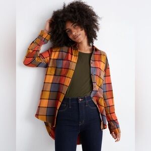 Madewell Flannel Sunday Shirt - Emmy Plaid, fall colors - Size S
